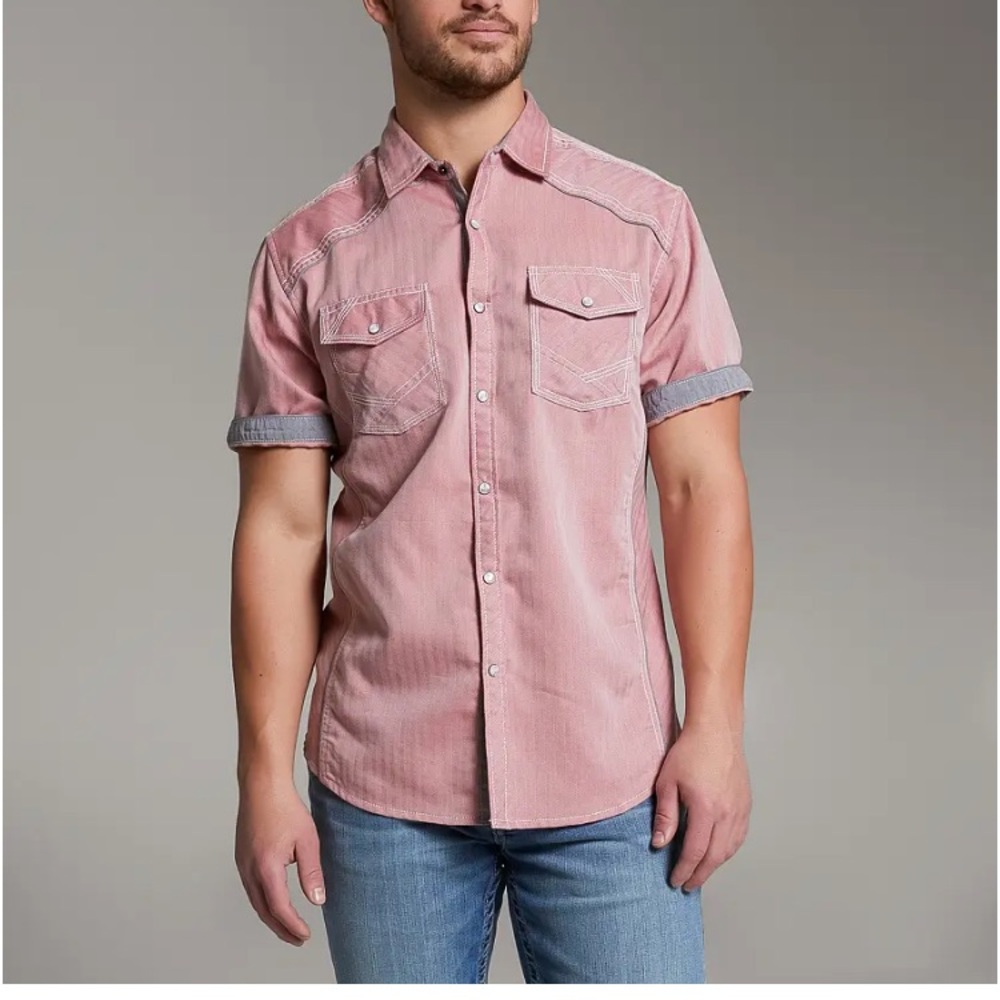 Buckle BKE Men's Dusty Red Button-Down Shirt